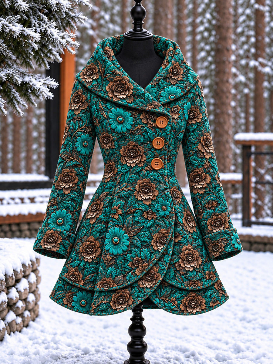 Women's Vintage Colorblock Asymmetrical Flared Coat